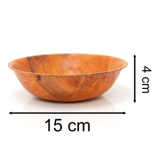 Round Wooden Woven Bowl | Kitchen Bowl Rustic Wooden Serving Bowl - 15cm