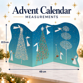 Three Angels Trifold Christmas Advent Calendar, 22.5cm 24 Door Picture Calendar