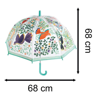Djeco DD04804 Childrens Clear Dome Umbrella  for Kids - Flowers & Birds