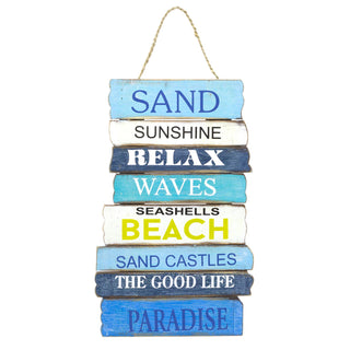 Decorative Wooden Nautical Beach Sign | Coastal Wall Mounted Beach Plaque | Seaside Nautical Decoration Wall Art