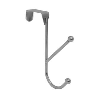 Chrome Double Over Door Hook, 15cm Metal Dual Door Hanger Pegs Coat Hooks