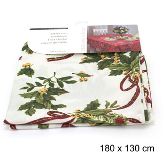 Traditional Fabric Christmas Tablecloth | Rectangular Table Cloth | Xmas Table Cover Christmas Decorations 180cm X 130cm