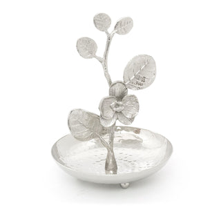 Silver Metal Floral Jewellery Stand Trinket Dish | Aluminium Flower Necklace Jewellery Organiser | Ring Jewellery Holder Jewellery Display Stand