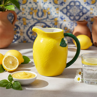 Lemon Shaped Ceramic Jug, 1.2L Drinks Pitcher Water Serving Jug - 17cm