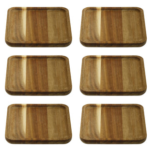 Multipack Wooden Trinket Trays, 15cm Acacia Wood Jewellery Dishes Catch-All
