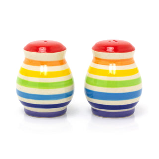 Rainbow Salt & Pepper Shakers | Ceramic Multi-Coloured Stripe Salt & Pepper Pots