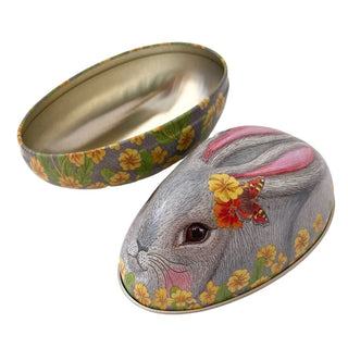 Easter Bunny Egg - Shaped Tin | Rabbit Design Trinket Gift Tin - Easter Gifts