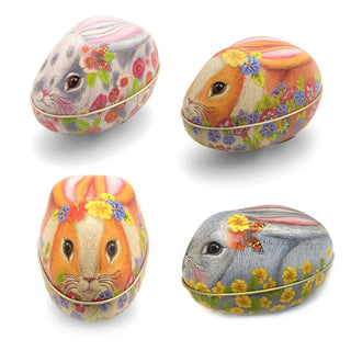 Easter Bunny Egg-Shaped Tin | Rabbit Design Trinket Gift Tin - Easter Gifts