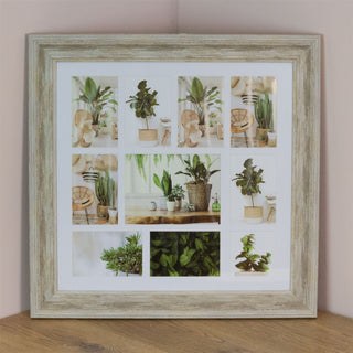 Large 10 Aperture Multi Photo Frame | Shabby Chic Wall Mounted Picture Frame