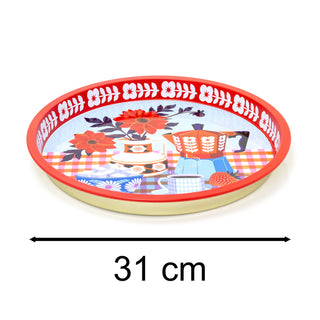 Printer Johnson - Kitchen Deep Well Tin Tray | Round Kitchen Serving Tray - 30cm