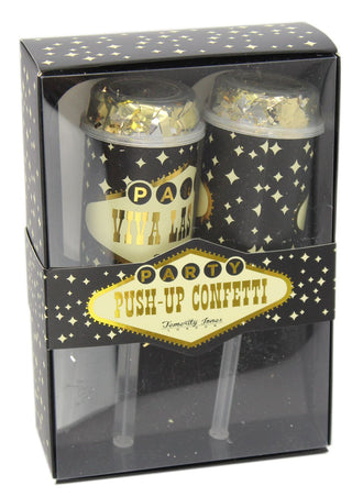 Viva Las Vegas Gold and Silver Push Up Confetti Party Popper Cannons