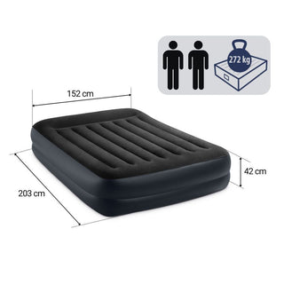 Intex Airbed With Built-In Pump | Dura-Beam Plus Pillow Rest Air Bed - 203x152cm