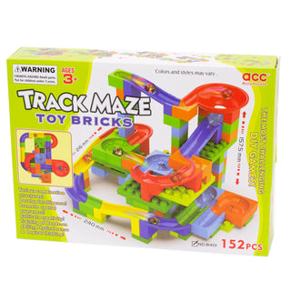 152 Piece Kids Building Block Marble Run | Marble Maze Construction Toy | Children's Marble Track