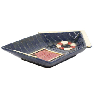 Decorative Coastal Seaside Beach Hut Ceramic Plate Trinket Tray - Nautical Display Dish