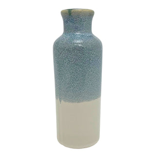 Reactive Glaze Ceramic Faux Flower Vase, Ombre Blue Decorative Vase - 19cm