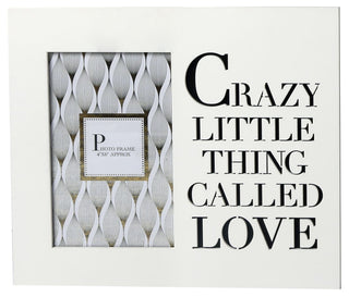 4 x 6 White Wooden Cut Out Words Phrase Photo Frame ~ Crazy Little Thing Called Love