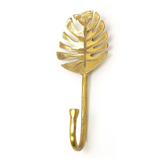 Golden Metal Palm Leaf Wall Hook | Decorative Coat Hook Hanger - 20cm