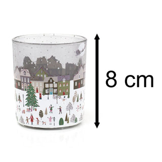 The Christmas Market Tealight Holder | Round Glass Christmas Candle Holder - 8cm