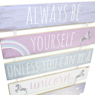 7 Tier Hanging Wooden Unicorn Plaque Sign ~ Always Be Yourself