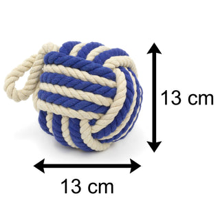 Two Tone Rope Doorstop | Nautical Monkey's Fist Seaside Rope Door Stop | Beach Rope Knot Door Stopper Ball - Dark Blue