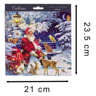 Christmas Advent Calendar Father Christmas | Santa And Animals Advent Calendar Traditional Advent Calendar | Picture Advent Calendar Paper Advent Calendar