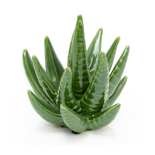 Ceramic Succulent Ornament | Decorative Green Aloe Vera Cactus Plant Statue