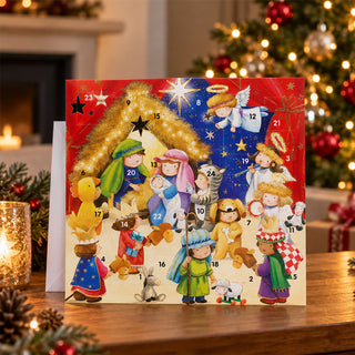 Nativity Scene Advent Calendar Greetings Card, 24 Door Christmas Advent