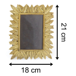 4x6 Antique Gold Tone Palm Leaf Photo Frame | Free Standing Resin Vintage Style 6x4 Picture Frame | Single Aperture Ornate Picture Frame Photo Holder