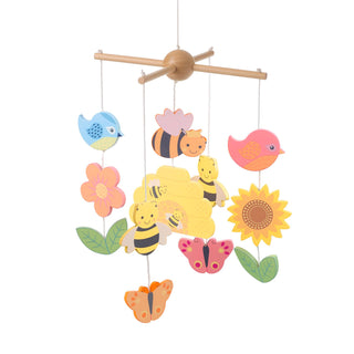 Spring Garden Wooden Mobile For Baby Cot | Floral Crib Mobile Bee Nursery Decor