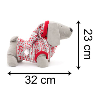 Festive Dachshund Puppy Christmas Door Stop | Decorative Fabric Animal Door Stop | Novelty Dog Door Stopper