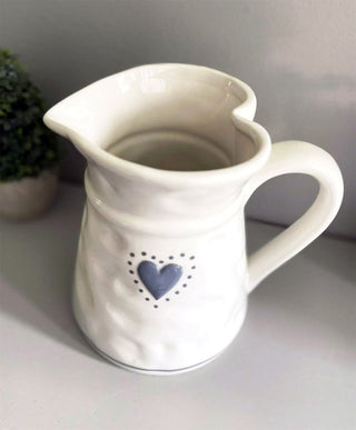 Elegant Heart Ceramic Serving Jug | White Water Pitcher China Milk Jug | Country Kitchen Jugs Porcelain Flower Vase