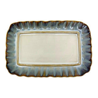 Elements Reactive Glaze Butter Dish, 18x12cm Grey Ceramic Butter Dish with Lid