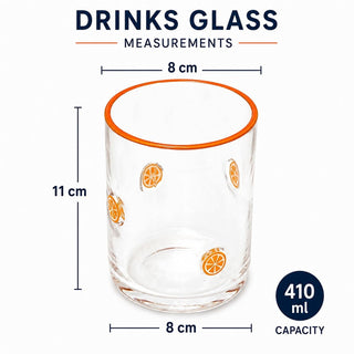 Embossed 410ml Orange Summer Fruits Drinks Glass, Orange Slice Tumbler