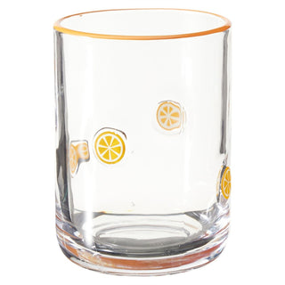Embossed 410ml Orange Summer Fruits Drinks Glass, Orange Slice Tumbler