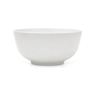 Embossed White Large Salad Bowl | Plastic Serving Bowl for Outdoor Dining - 25cm