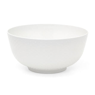Embossed White Large Salad Bowl | Plastic Serving Bowl for Outdoor Dining - 25cm