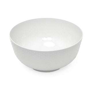 Embossed White Large Salad Bowl | Plastic Serving Bowl for Outdoor Dining - 25cm