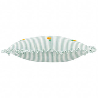Embroidered Orange Ruffle Cushion | Green Pinstripe Accent Cushion – 30x50cm