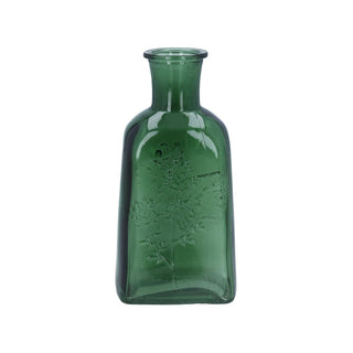 Emerald Green Wildflower Bottle Vase, 19cm Decorative Glass Flower Vase