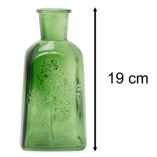 Emerald Green Wildflower Bottle Vase, 19cm Decorative Glass Flower Vase