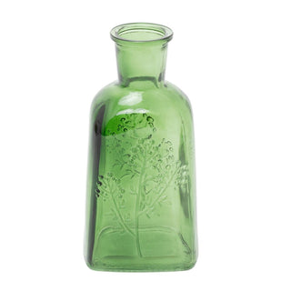 Emerald Green Wildflower Bottle Vase, 19cm Decorative Glass Flower Vase