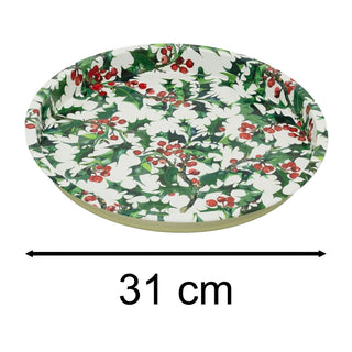 Emma Bridgewater - Holly Round Deep Well Tray | Christmas Serving Tray - 31cm