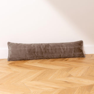 Empress Taupe Faux Fur Draught Excluder | Luxury Plush Fabric Draft Excluder