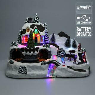 Enchanted Forest LED Christmas Scene | Light - up Village with Movement - 37cm