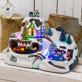 Enchanted Forest LED Christmas Scene | Light - up Village with Movement - 37cm