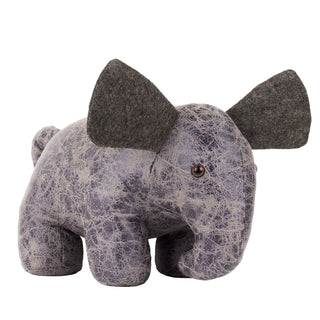 Ernest Elephant Doorstop | Grey Faux Leather Animal Door Stop 28cm - 1.4kg