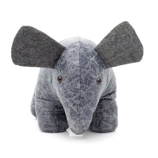 Ernest Elephant Doorstop | Grey Faux Leather Animal Door Stop 28cm - 1.4kg