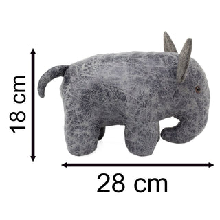 Ernest Elephant Doorstop | Grey Faux Leather Animal Door Stop 28cm - 1.4kg
