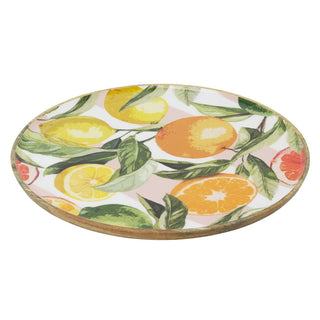 Extra Large Mango Wood Citrus Plate | 35cm Round Wooden Serving Platter