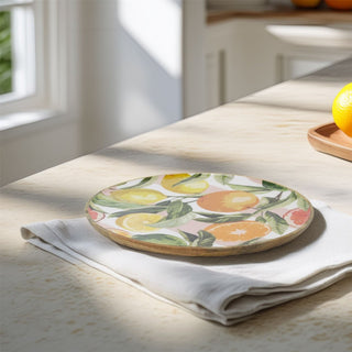 Extra Large Mango Wood Citrus Plate | 35cm Round Wooden Serving Platter